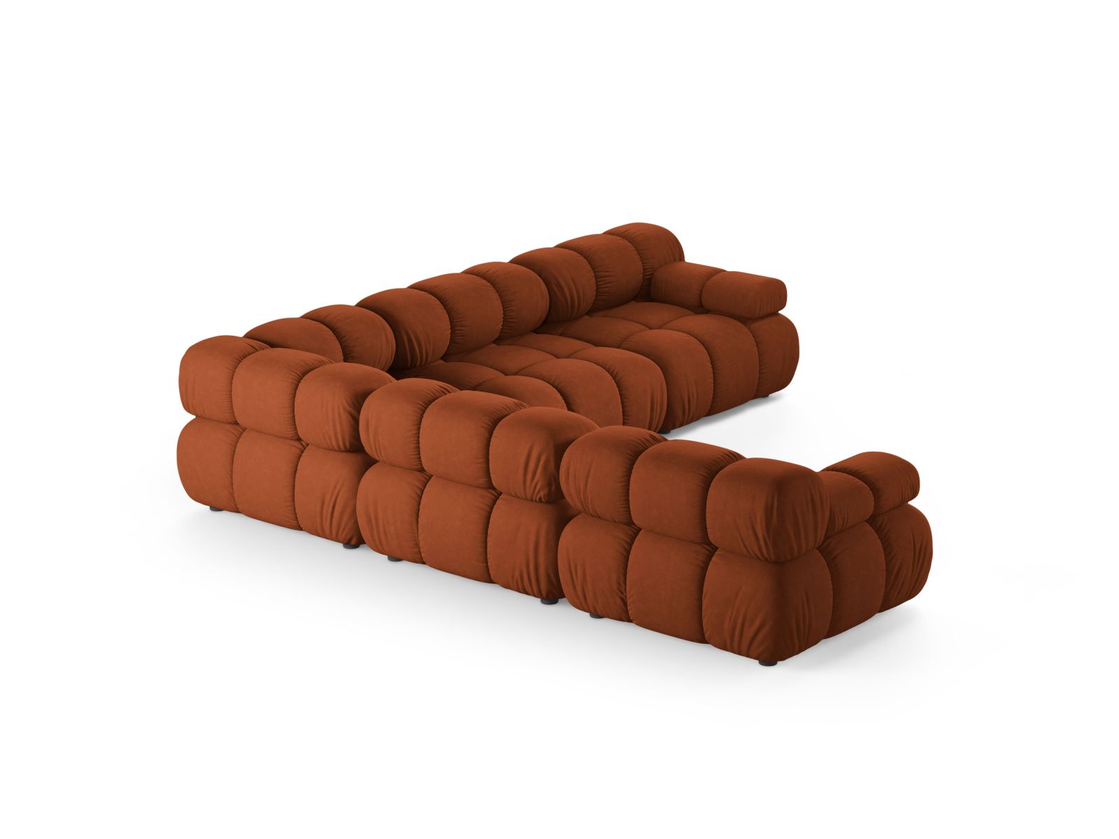 Elegantes 5-Sitzer Ecksofa Symmetric Bellis in warmem Brick-Liberty, ideal für gemütliche Abende und modernes Wohndesign.