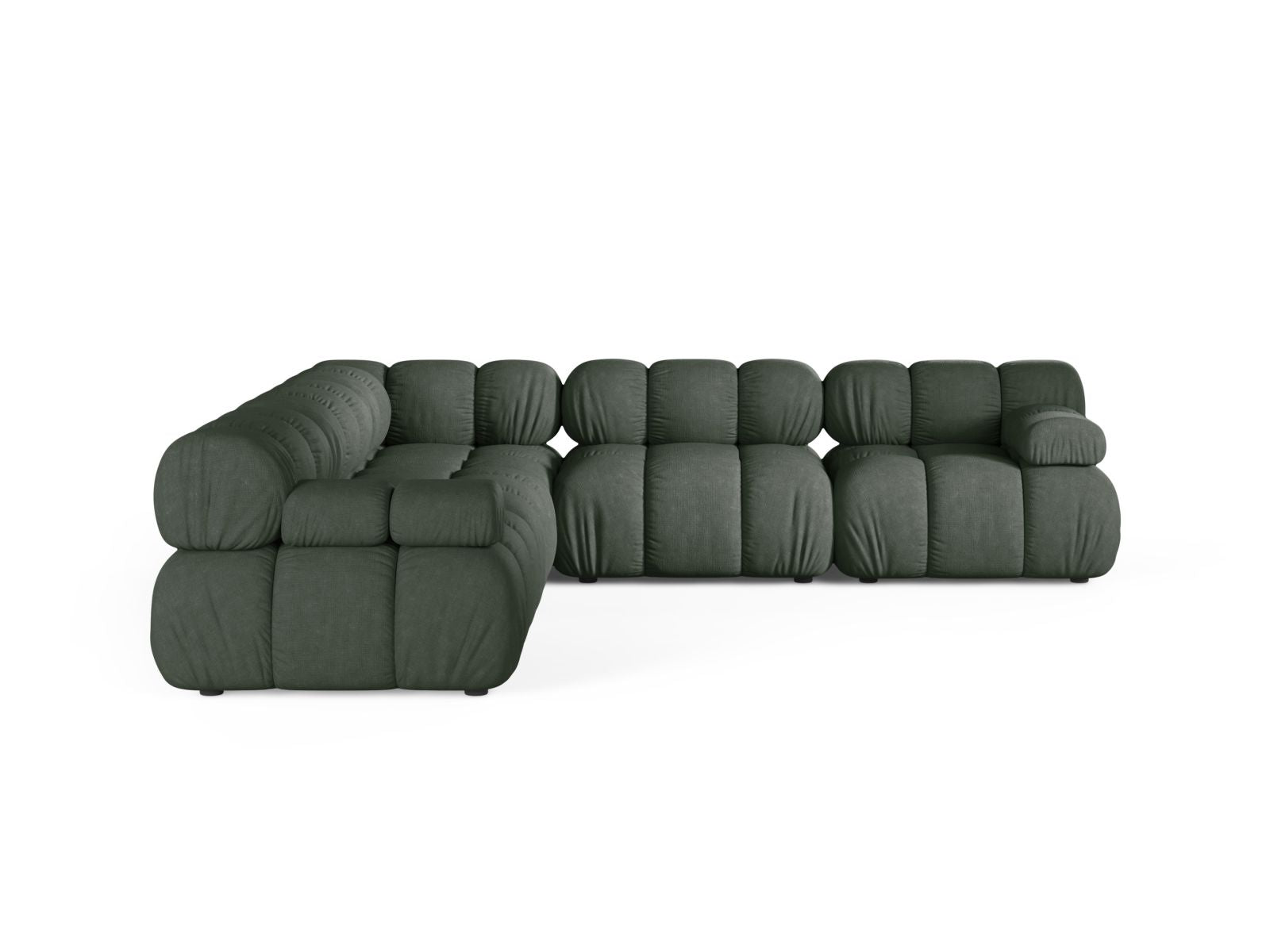 Elegantes 5-Sitzer Ecksofa Symmetric Bellis in einem stilvollen Moss Green, ideal für moderne Wohnräume.