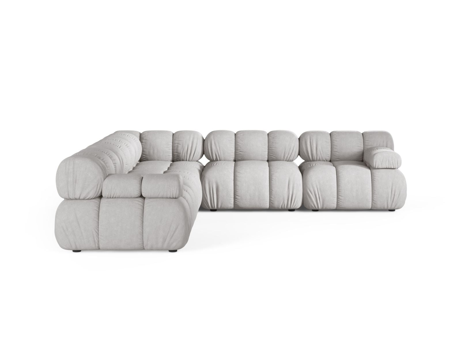 Elegantes 5-Sitzer Ecksofa Symmetric Bellis in hellem Grau, ideal für stilvolle Wohnräume, von Micadoni.
