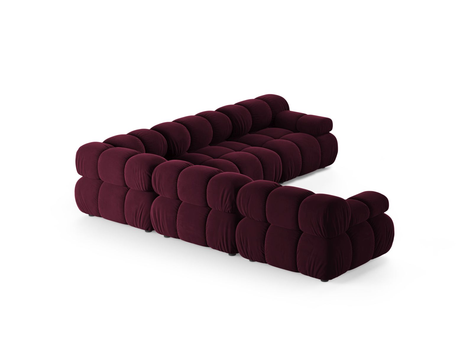 Elegantes 5-Sitzer Ecksofa Symmetric Bellis in tiefem Burgunderrot, ideal für gemütliche Abende und geschmackvolle Wohnräume.