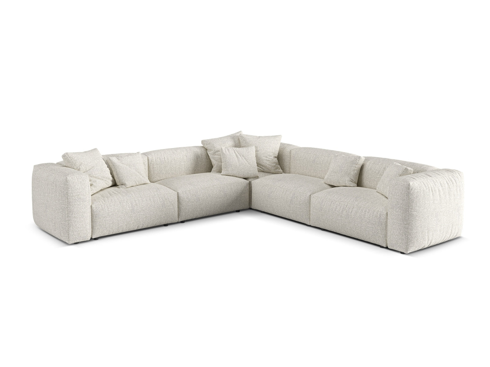 Elegantes 5-Sitzer Ecksofa Martina, symmetrisch und modular, perfekt für gesellige Abende und modernes Wohndesign.