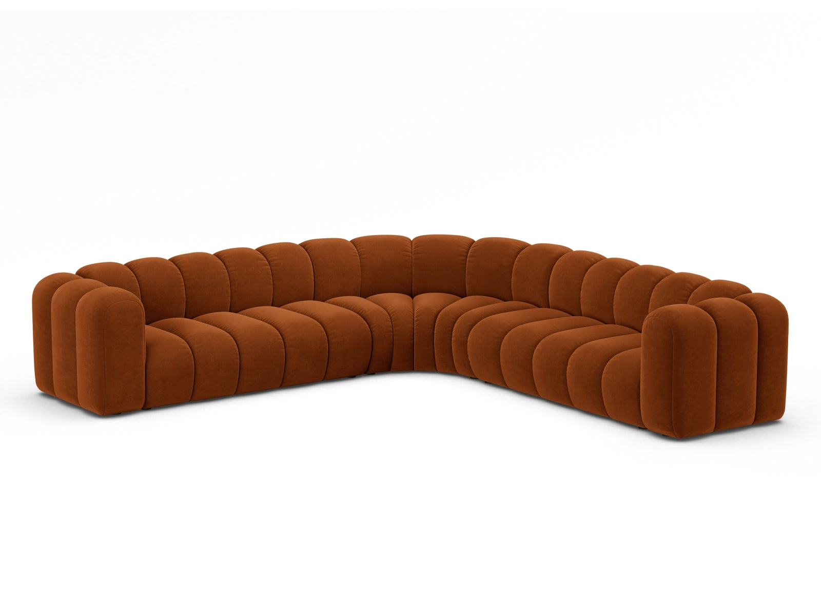 Lupine Velour Symmetrical modulares Ecksofa 5 Sitzer in Terracotta präsentiert im Onlineshop von KAQTU Design AG. Ecksofa ist von Micadoni