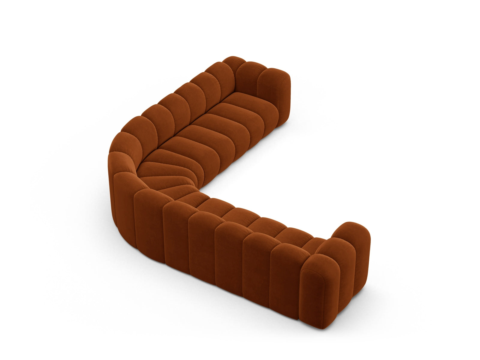 Lupine Velour Symmetrical modulares Ecksofa 5 Sitzer in Terracotta präsentiert im Onlineshop von KAQTU Design AG. Ecksofa ist von Micadoni