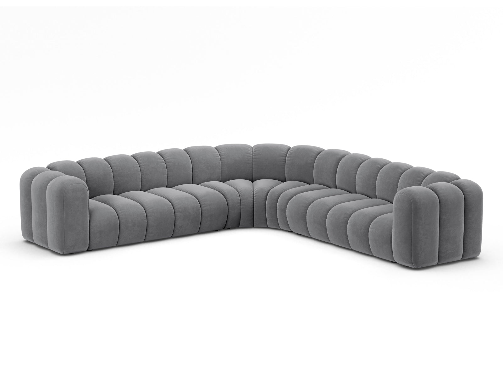 Lupine Velour Symmetrical modulares Ecksofa 5 Sitzer in Grey präsentiert im Onlineshop von KAQTU Design AG. Ecksofa ist von Micadoni