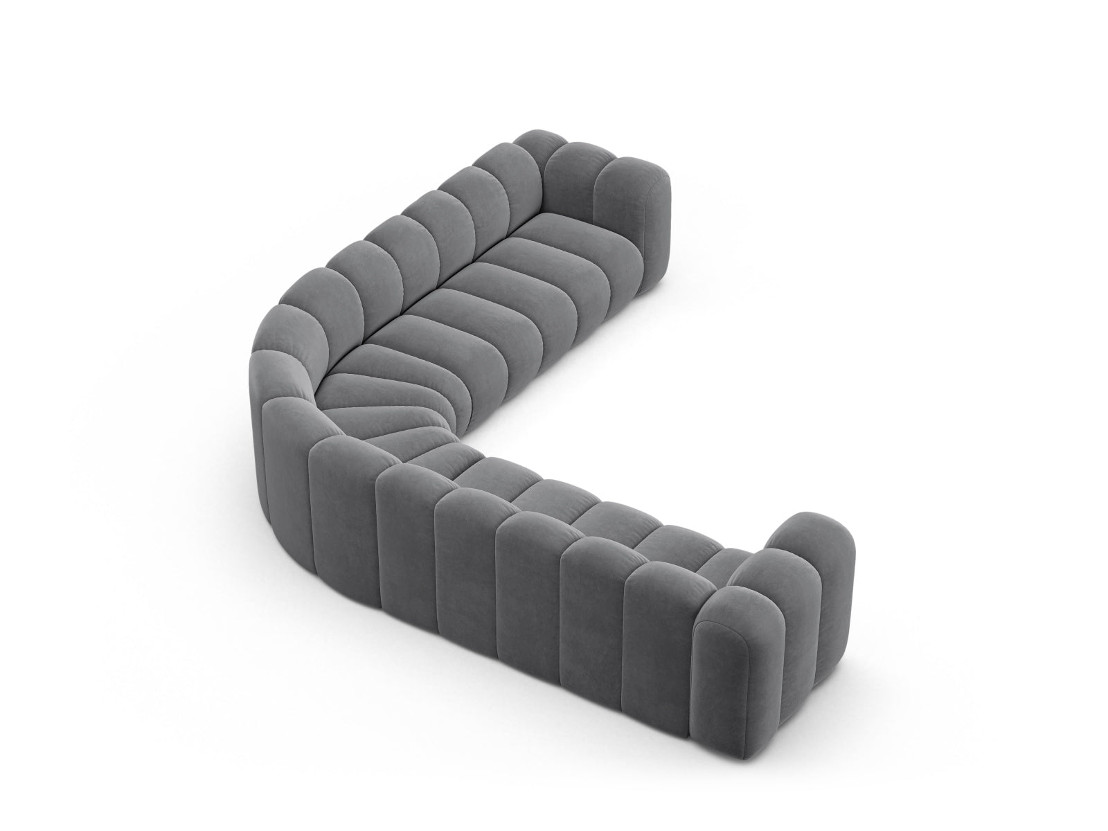 Lupine Velour Symmetrical modulares Ecksofa 5 Sitzer in Grey präsentiert im Onlineshop von KAQTU Design AG. Ecksofa ist von Micadoni