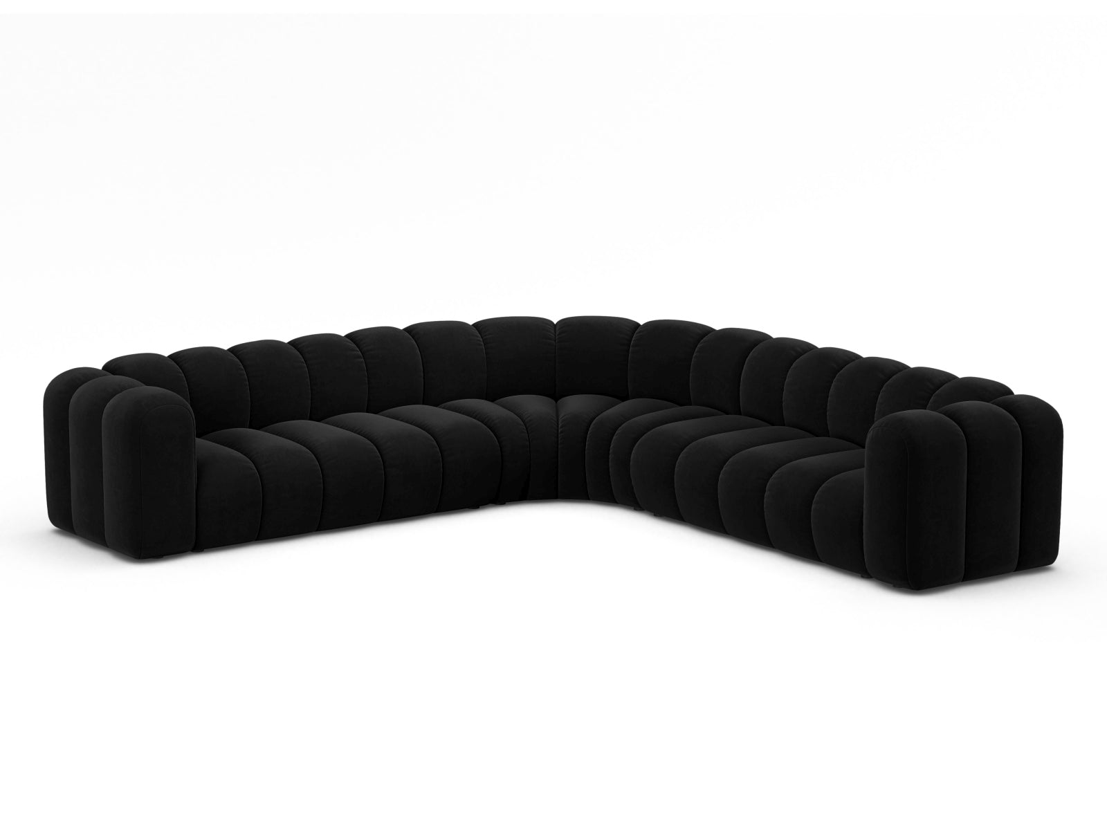 Lupine Velour Symmetrical modulares Ecksofa 5 Sitzer in Black präsentiert im Onlineshop von KAQTU Design AG. Ecksofa ist von Micadoni
