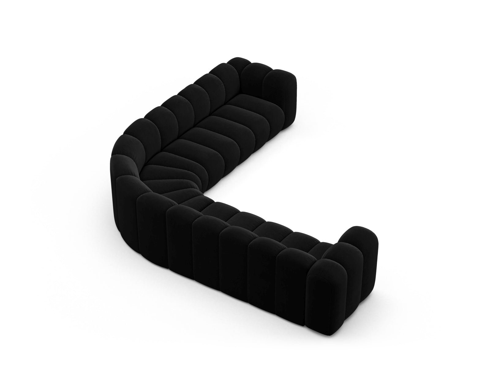 Lupine Velour Symmetrical modulares Ecksofa 5 Sitzer in Black präsentiert im Onlineshop von KAQTU Design AG. Ecksofa ist von Micadoni
