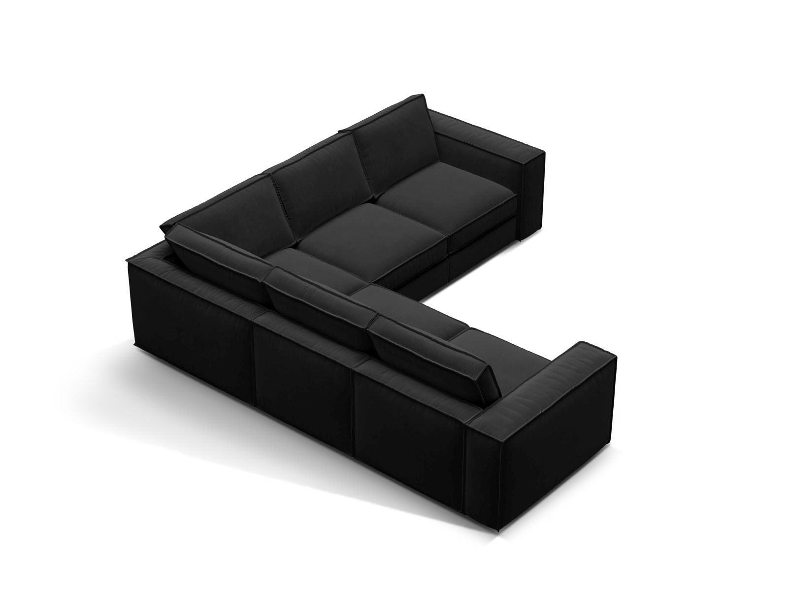 Elegantes 4-Sitzer Ecksofa Symmetric Pola in stilvollem Schwarz, ideal für moderne Wohnräume, von Micadoni.