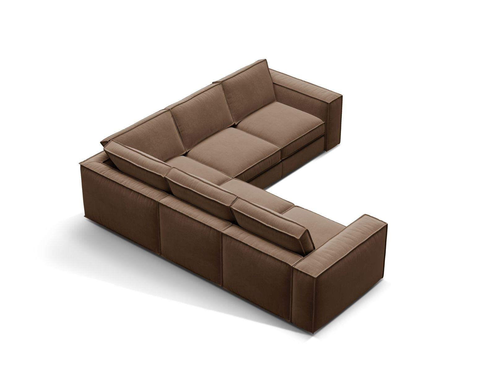 Elegantes 4-Sitzer Ecksofa Symmetric Pola in Schokoladenfarbe, ideal für stilvolle Wohnräume, von Micadoni.