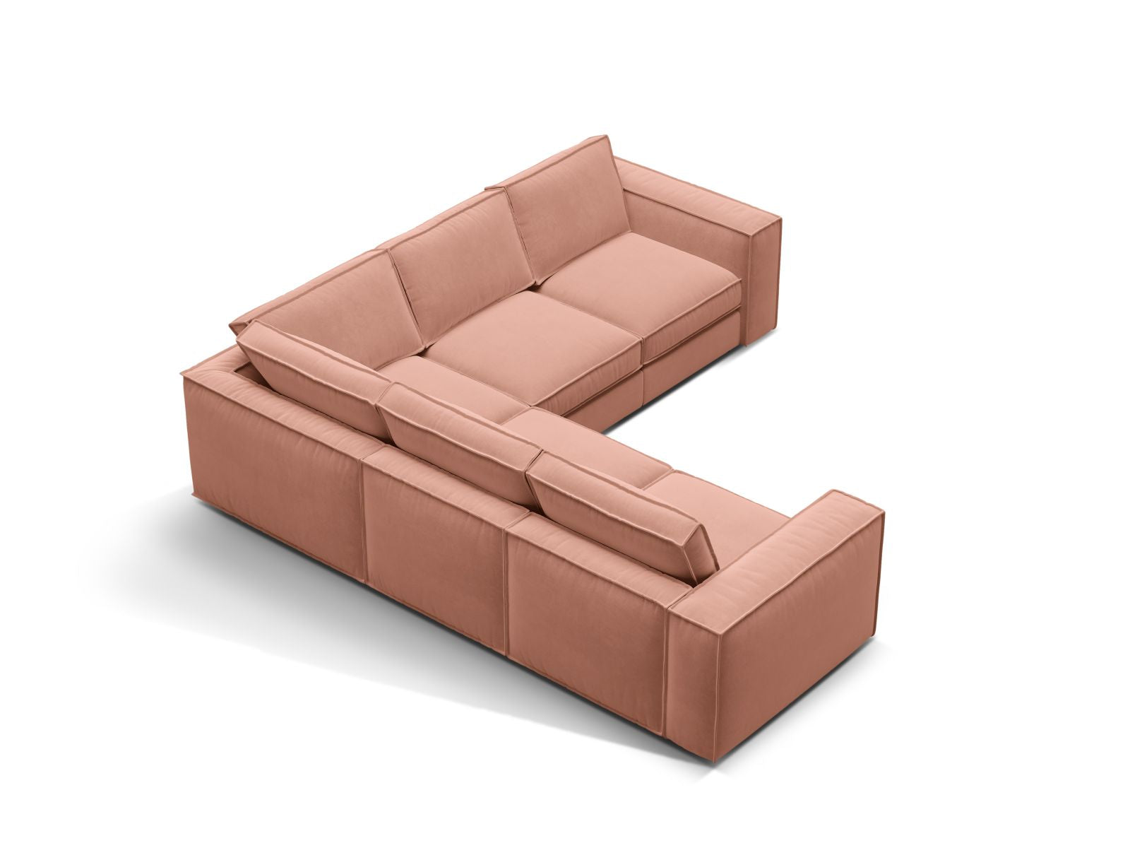 Stylisches 4-Sitzer Ecksofa Symmetric Pola in lebhaftem Pink, ideal für moderne Wohnräume, von Micadoni.