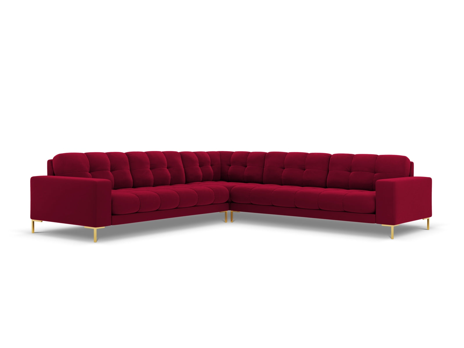 Mamaia Velour Symmetrical Ecksofa 6 Sitzer in Red/Gold präsentiert im Onlineshop von KAQTU Design AG. Ecksofa ist von Micadoni
