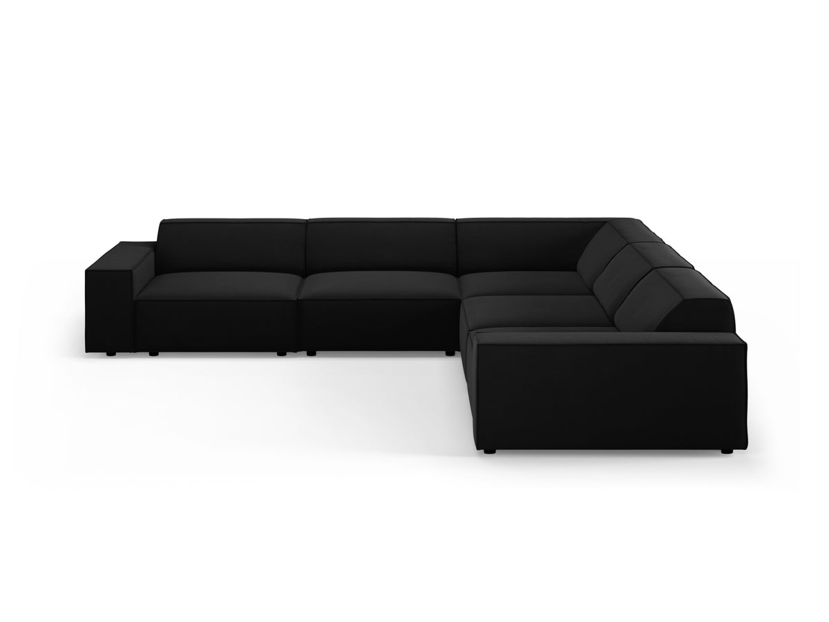 Jodie Velour modulares Symmetrical Ecksofa 6 Sitzer in Black-Bluvel präsentiert im Onlineshop von KAQTU Design AG. Ecksofa ist von Micadoni