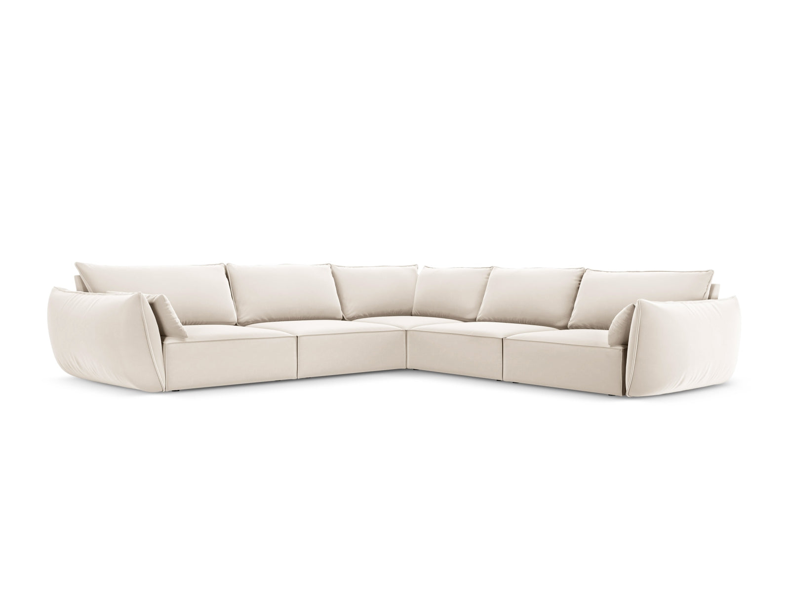 Kaelle Velour Symmetrical Ecksofa 7 Sitzer in Light Beige-Bluvel präsentiert im Onlineshop von KAQTU Design AG. Ecksofa ist von Micadoni