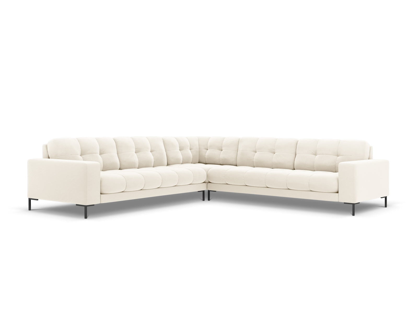 Mamaia Velour Symmetrical Ecksofa 6 Sitzer in Light Beige/Schwarz präsentiert im Onlineshop von KAQTU Design AG. Ecksofa ist von Micadoni