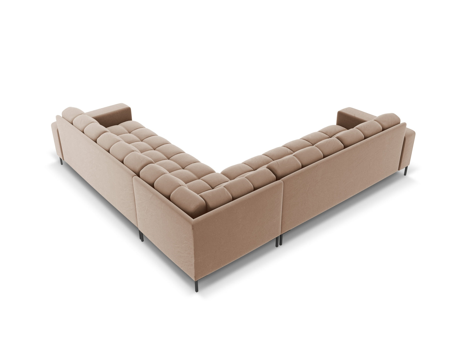 Mamaia Velour Symmetrical Ecksofa 6 Sitzer in Beige/Schwarz präsentiert im Onlineshop von KAQTU Design AG. Ecksofa ist von Micadoni