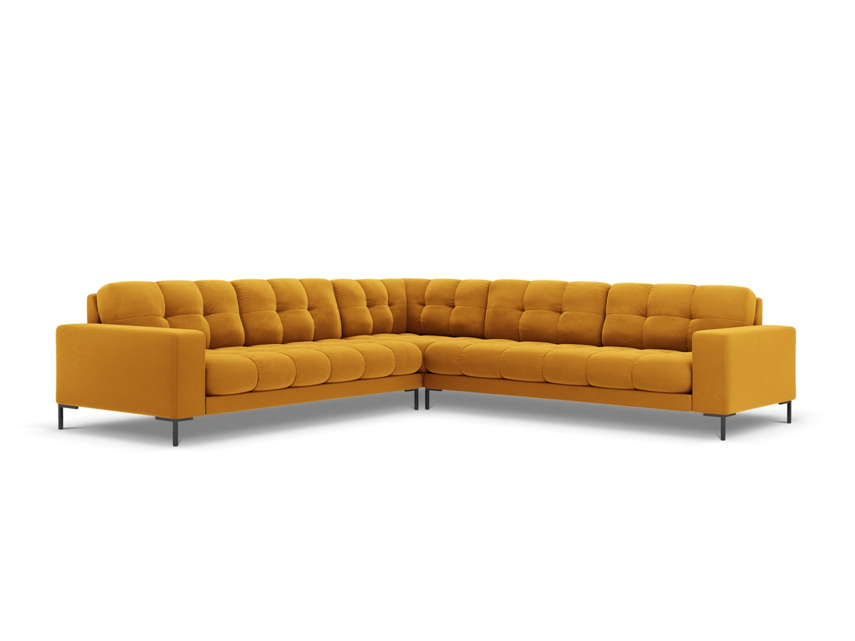 Mamaia Velour Symmetrical Ecksofa 6 Sitzer in Yellow/Schwarz-Bluvel präsentiert im Onlineshop von KAQTU Design AG. Ecksofa ist von Micadoni