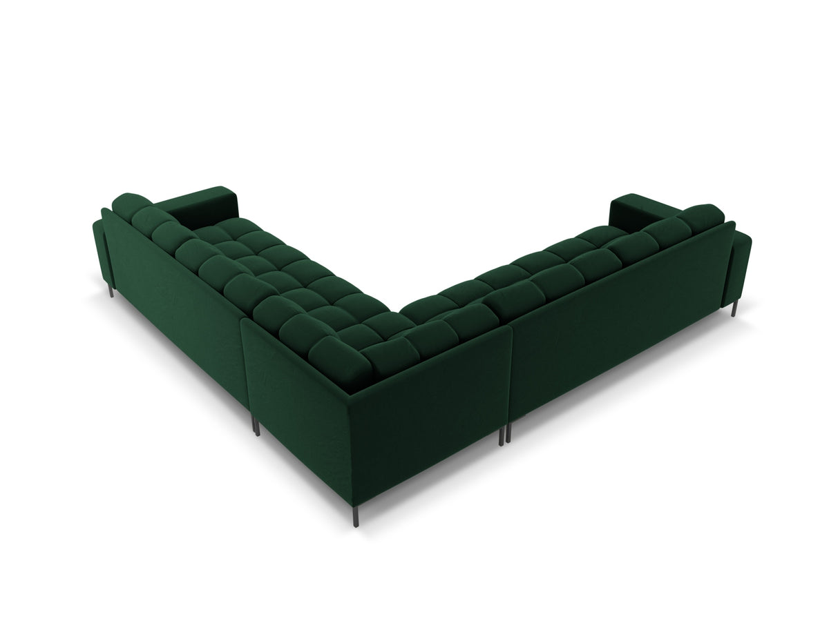 Mamaia Velour Symmetrical Ecksofa 6 Sitzer in Bottle Green/Schwarz-Bluvel präsentiert im Onlineshop von KAQTU Design AG. Ecksofa ist von Micadoni