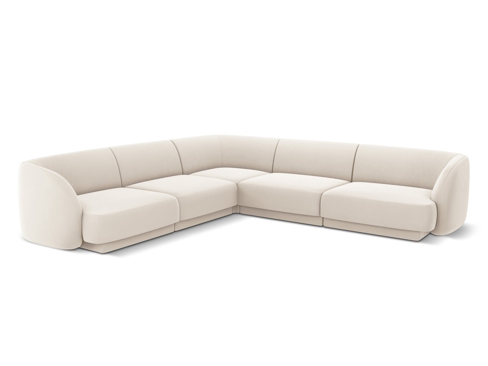 Miley Velour Symmetrical Ecksofa 5 Sitzer in Light Beige präsentiert im Onlineshop von KAQTU Design AG. Ecksofa ist von Micadoni