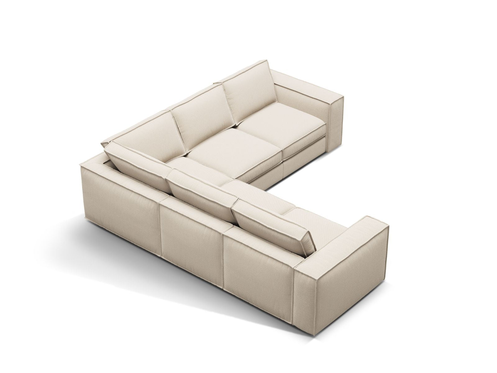 Beige 4-Sitzer Ecksofa Pola von Micadoni, modular und symmetrisch, ideal für stilvolle Wohnräume, bequem und modern.