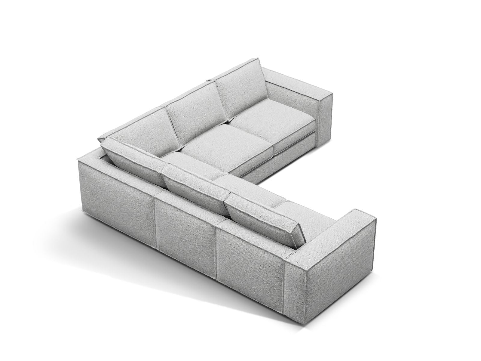Modulares 4-Sitzer Ecksofa Pola in elegantem Hellgrau, ideal für stilvolle Wohnräume, erhältlich bei KAQTU Design AG.