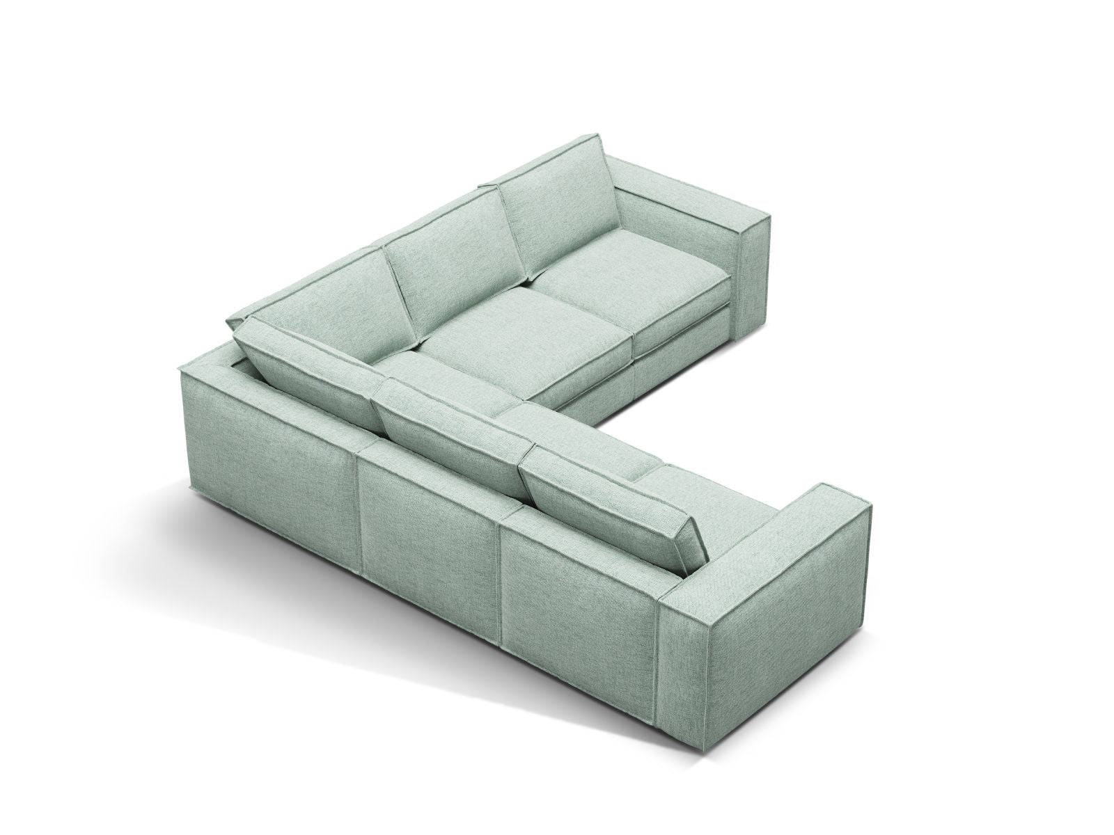 Modulares 4-Sitzer Ecksofa Pola in stilvollem Mintgrün, perfekt für moderne Wohnräume, erhältlich bei KAQTU Design AG.
