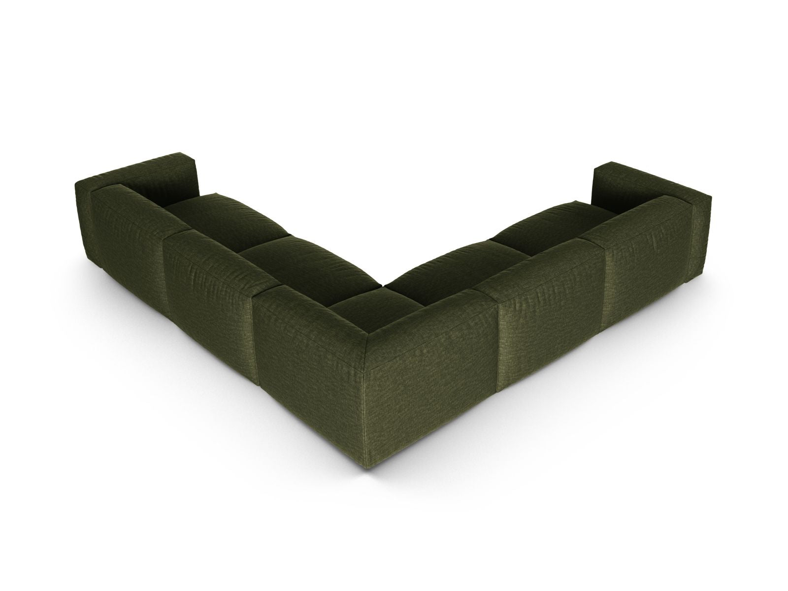 Modulares 5-Sitzer Ecksofa XL Martina in stilvollem Grün, ideal für moderne Wohnräume, präsentiert von Micadoni.
