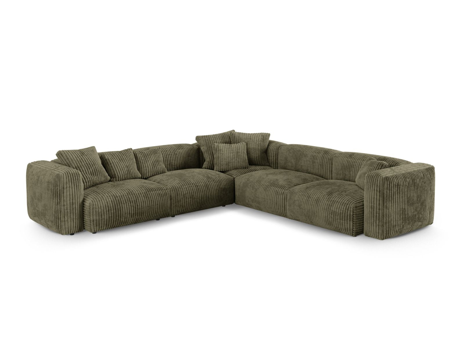 Modulares 5-Sitzer Ecksofa XL Martina in symmetrischem Design, ideal für moderne Wohnzimmer und gesellige Abende.