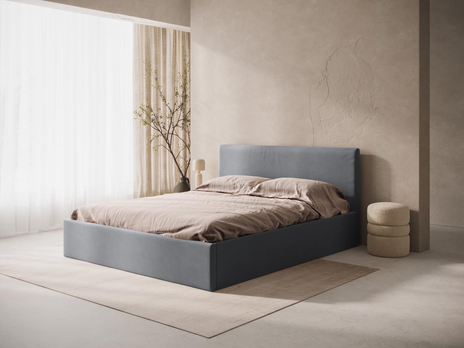 Remo Velour Headboard  in Grey präsentiert im Onlineshop von KAQTU Design AG. Zubehör Bett ist von Micadoni