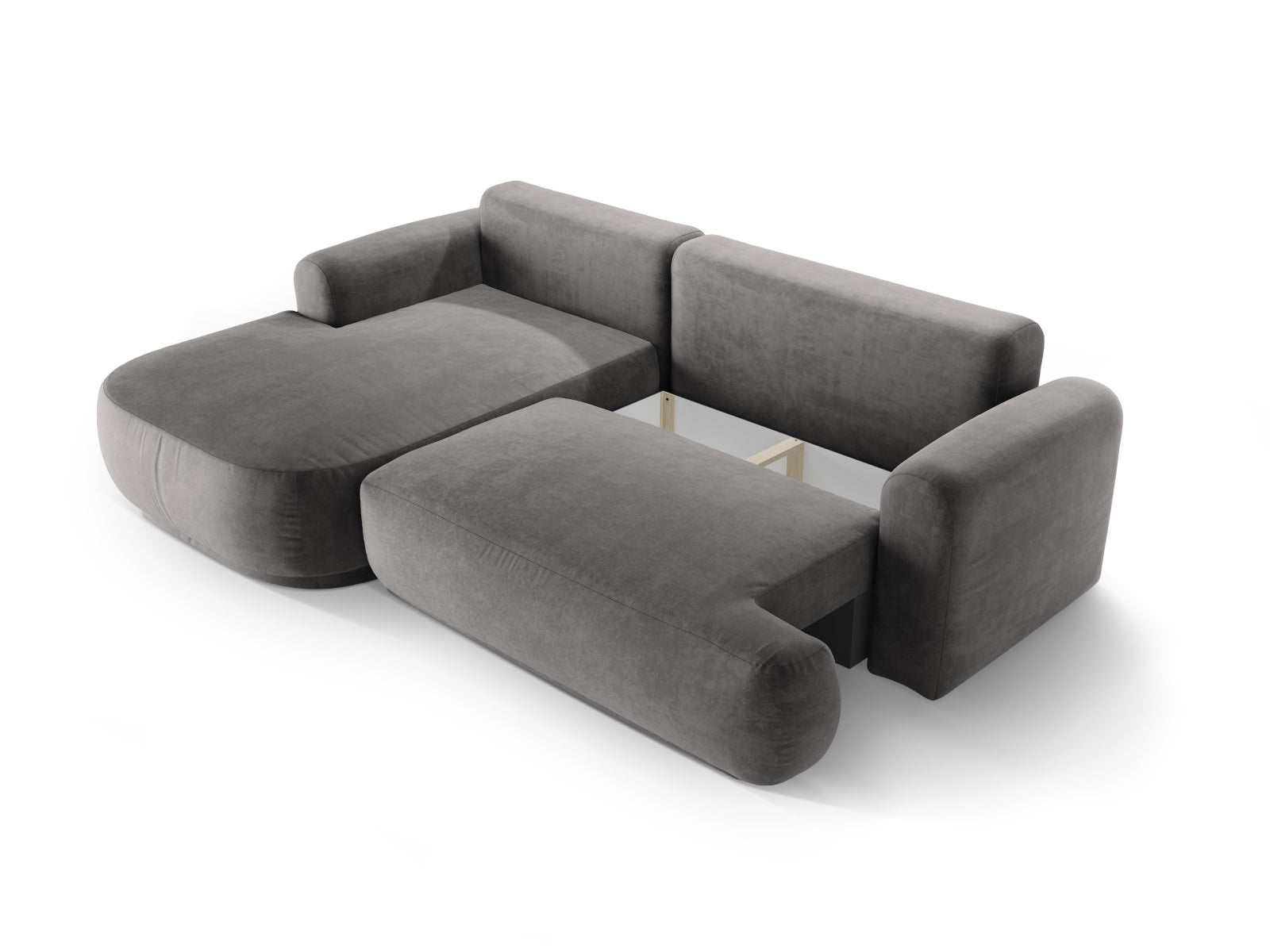 Entdecken Sie das elegante Ella Velour Ecksofa links von Micadoni. Dieses 5-Sitzer Sofa bietet eine Schlaffunktion und cleveren Stauraum für Ihr Zuhause.