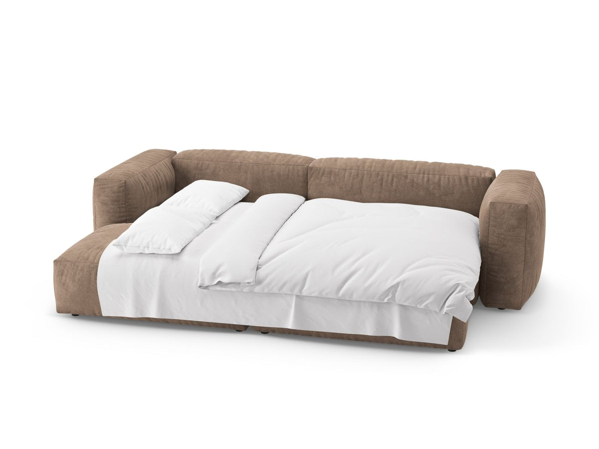 4-Sitzer Ecksofa links mit Schlaffunktion Martina in Dark Beige-Vogue präsentiert im Onlineshop von KAQTU Design AG. Bettsofa links ist von Micadoni