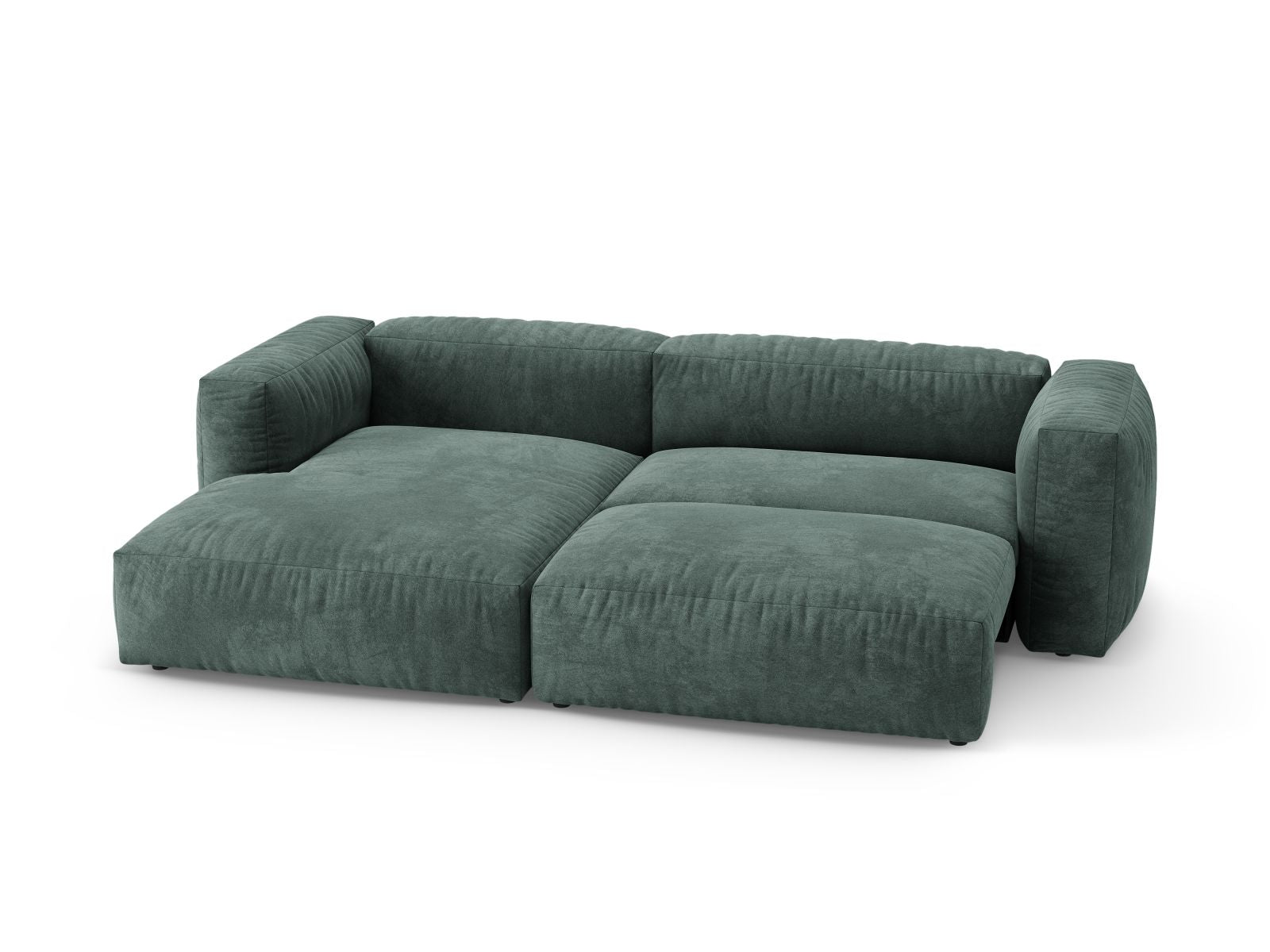 Elegantes 4-Sitzer Ecksofa Martina in Petrol-Vogue, ideal für entspannte Abende und Übernachtungsgäste, vereint Stil und Funktionalität.