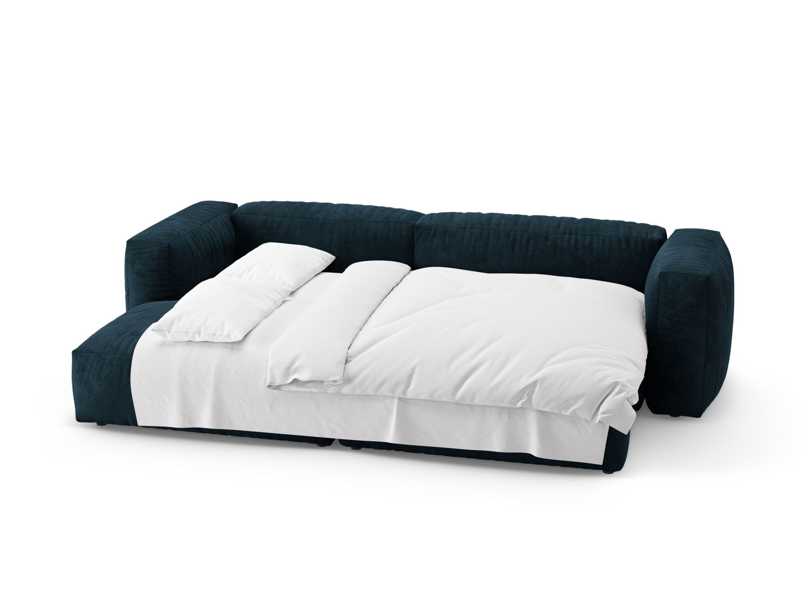 Modernes 4-Sitzer Ecksofa Martina in ansprechendem Petrol, ideal für entspannte Abende und Übernachtungsgäste dank der integrierten Schlaffunktion.