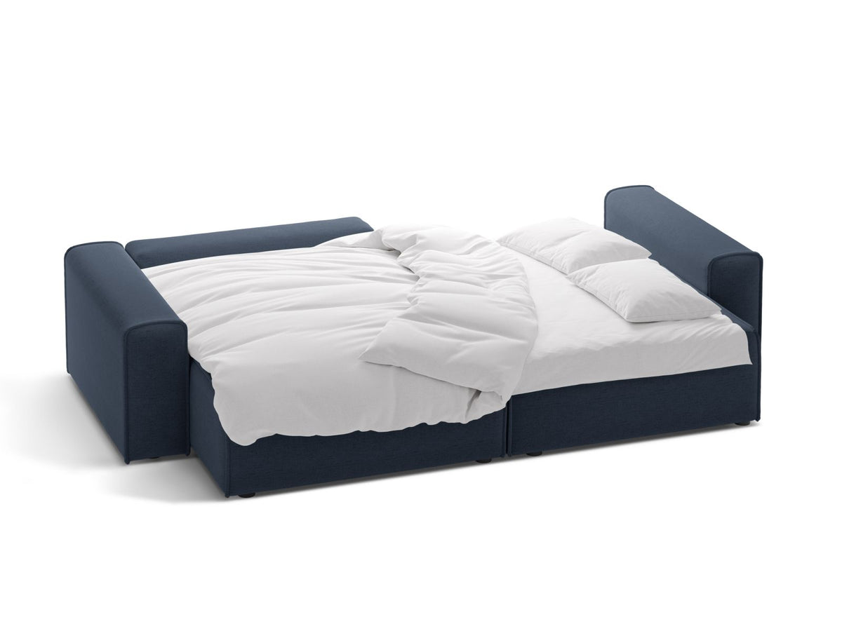 3-Sitzer Ecksofa Victor mit Schlaffunktion und Stauraum, links in Royal Blue-Moly präsentiert im Onlineshop von KAQTU Design AG. Bettsofa links ist von Micadoni