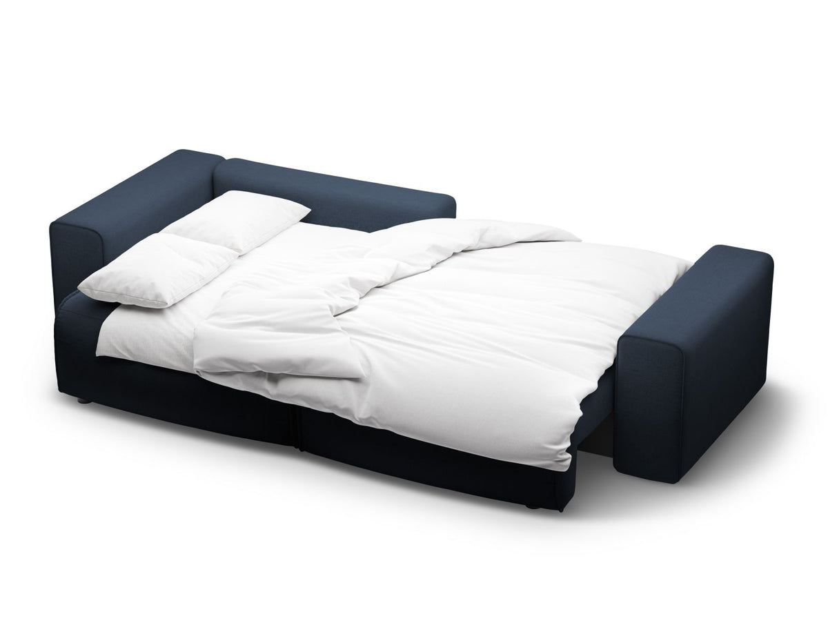 3-Sitzer Ecksofa Victor mit Schlaffunktion und Stauraum, links in Royal Blue-Moly präsentiert im Onlineshop von KAQTU Design AG. Bettsofa links ist von Micadoni