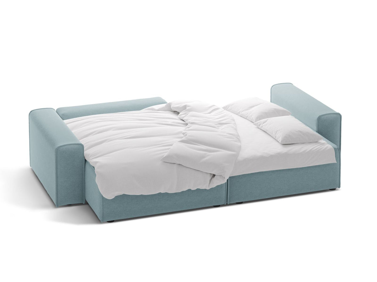 3-Sitzer Ecksofa Victor mit Schlaffunktion und Stauraum, links in Light Blue-Moly präsentiert im Onlineshop von KAQTU Design AG. Bettsofa links ist von Micadoni