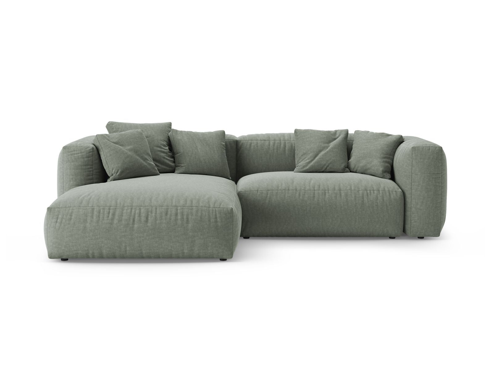 4-Sitzer Ecksofa links mit Bettfunktion Martina in Moss Green-Boston präsentiert im Onlineshop von KAQTU Design AG. Bettsofa links ist von Micadoni