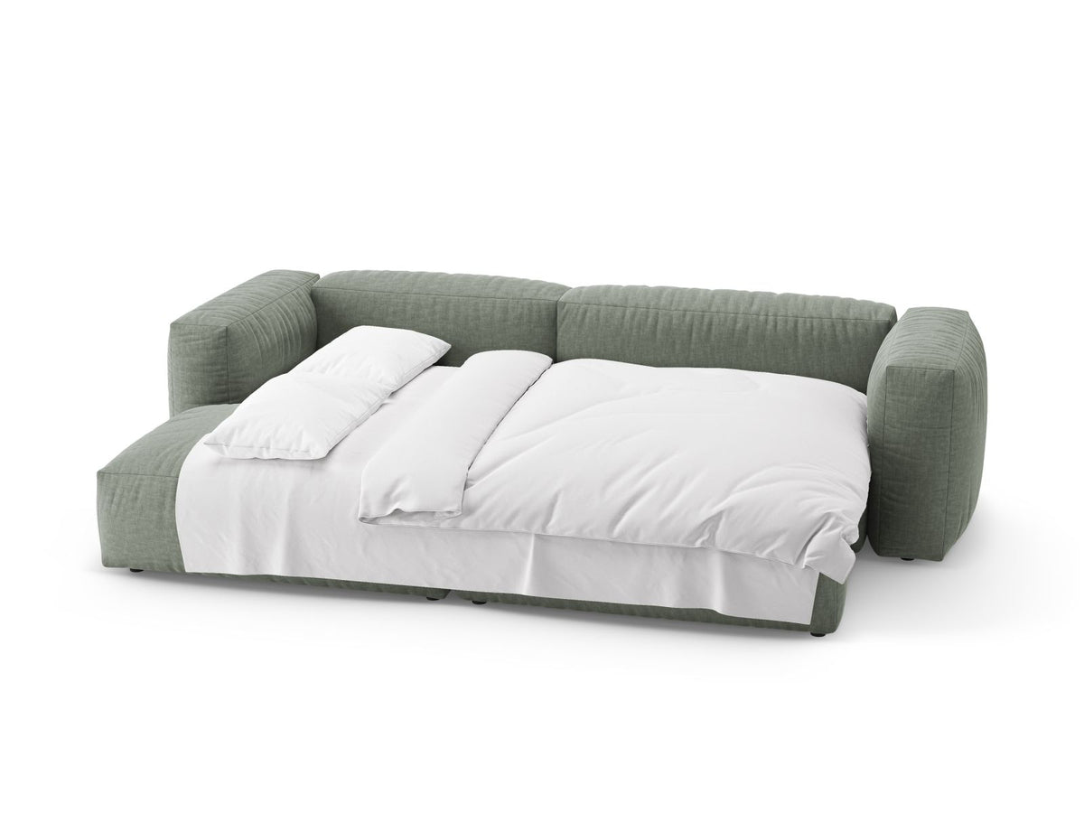 4-Sitzer Ecksofa links mit Bettfunktion Martina in Moss Green-Boston präsentiert im Onlineshop von KAQTU Design AG. Bettsofa links ist von Micadoni