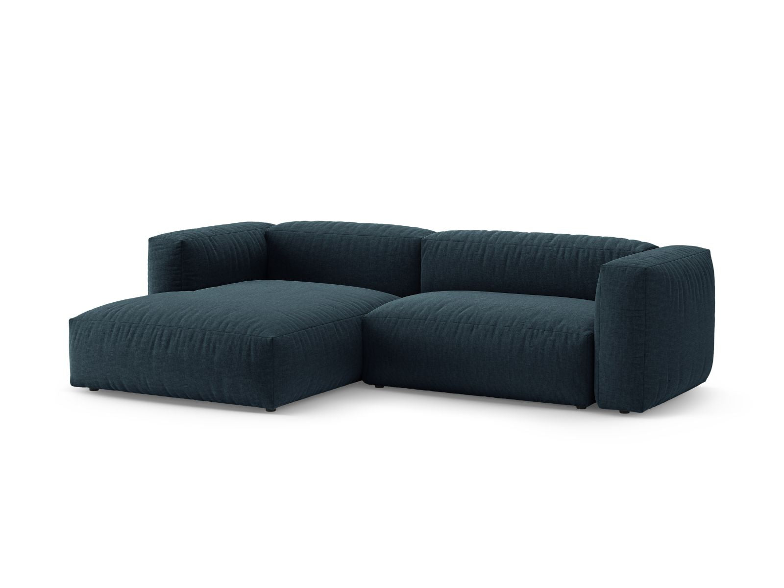 Stylisches 4-Sitzer Ecksofa links Martina mit praktischer Bettfunktion in modernem Blue Jeans-Boston, ideal für jedes Wohnzimmer.