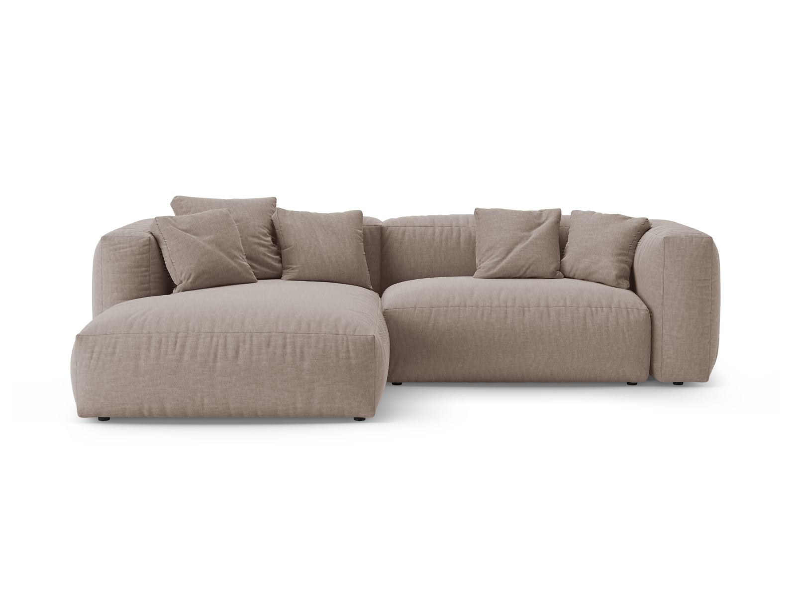 4-Sitzer Ecksofa links mit Bettfunktion Martina in Dark Beige-Boston präsentiert im Onlineshop von KAQTU Design AG. Bettsofa links ist von Micadoni