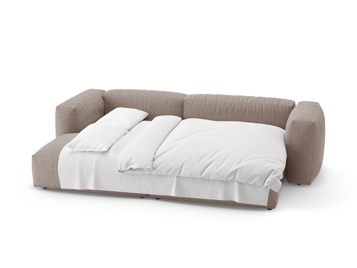4-Sitzer Ecksofa links mit Bettfunktion Martina in Dark Beige-Boston präsentiert im Onlineshop von KAQTU Design AG. Bettsofa links ist von Micadoni