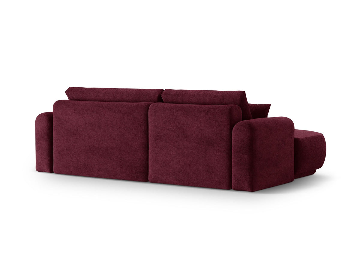Ecksofa Ella von Micadoni in Leichtes Beige mit Veloursstoff-Bezug, schwarzen Kunststoffbeinen und ausklappbarer Liegefläche links, Retro-Form.