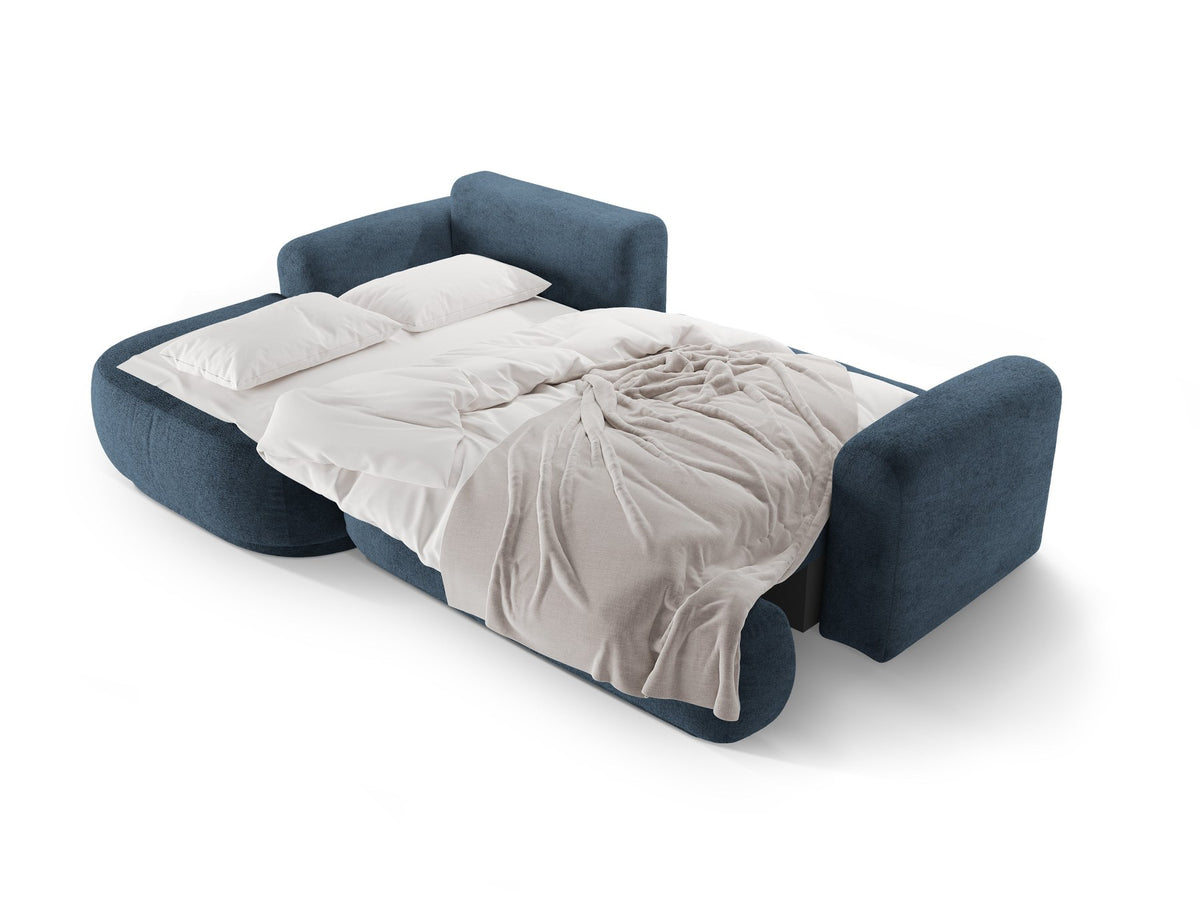 Ecksofa Ella von Micadoni in Leichtes Beige mit Veloursstoff-Bezug, schwarzen Kunststoffbeinen und ausklappbarer Liegefläche links, Retro-Form.