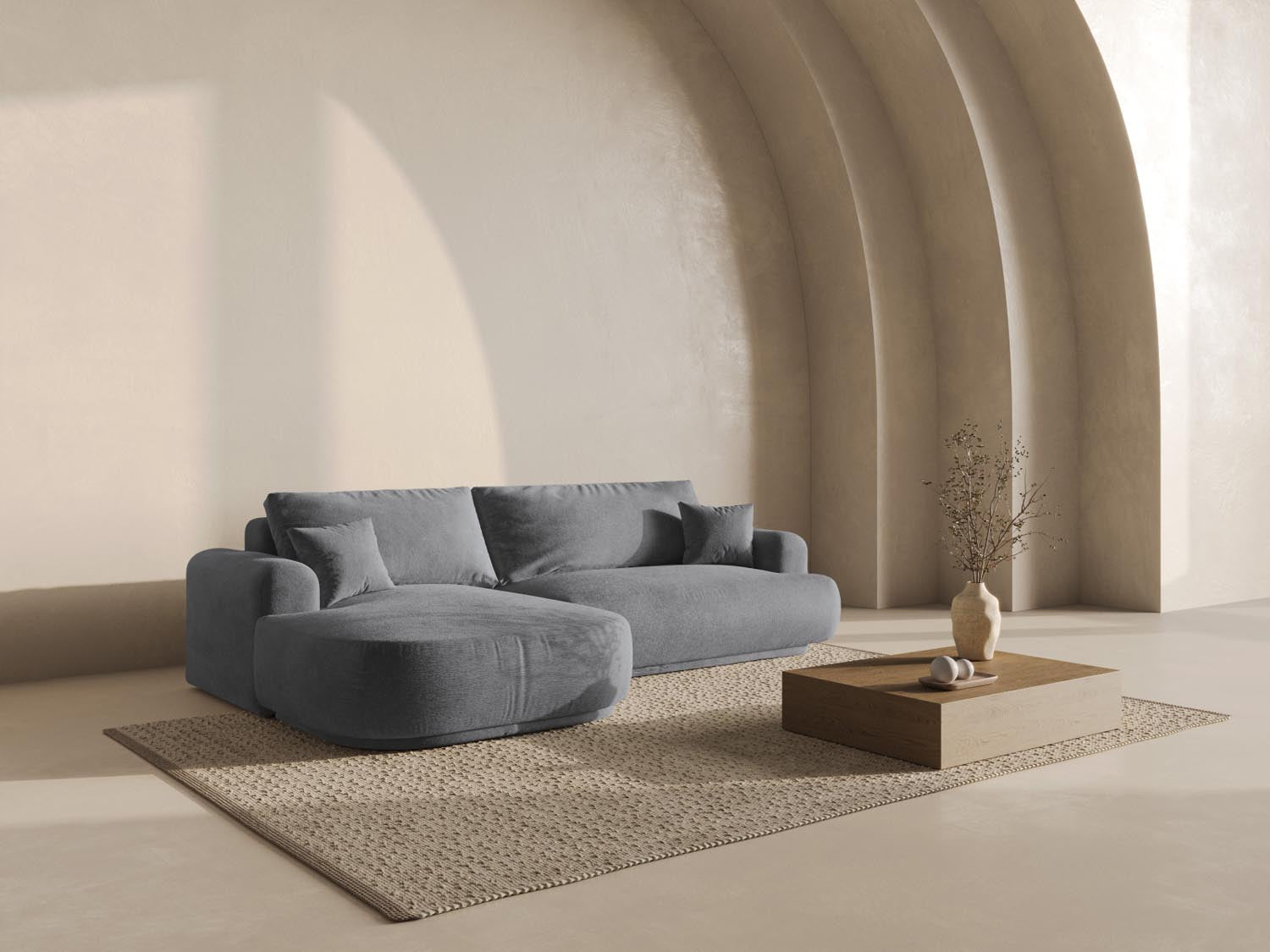Entdecken Sie das Ella Ecksofa von Micadoni: elegantes 5-Sitzer Sofa mit Schlaffunktion und integriertem Stauraum für maximalen Komfort.