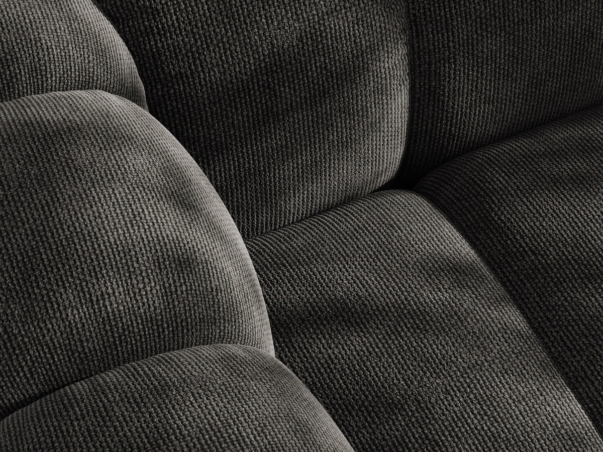Lupine Ecksofa mit Bettfunktion und Stauraum links, Bezug aus Stoff Eden in Leichtes beige, schwarze Kunststoffbeine, Ecksofa-Form von Micadoni.