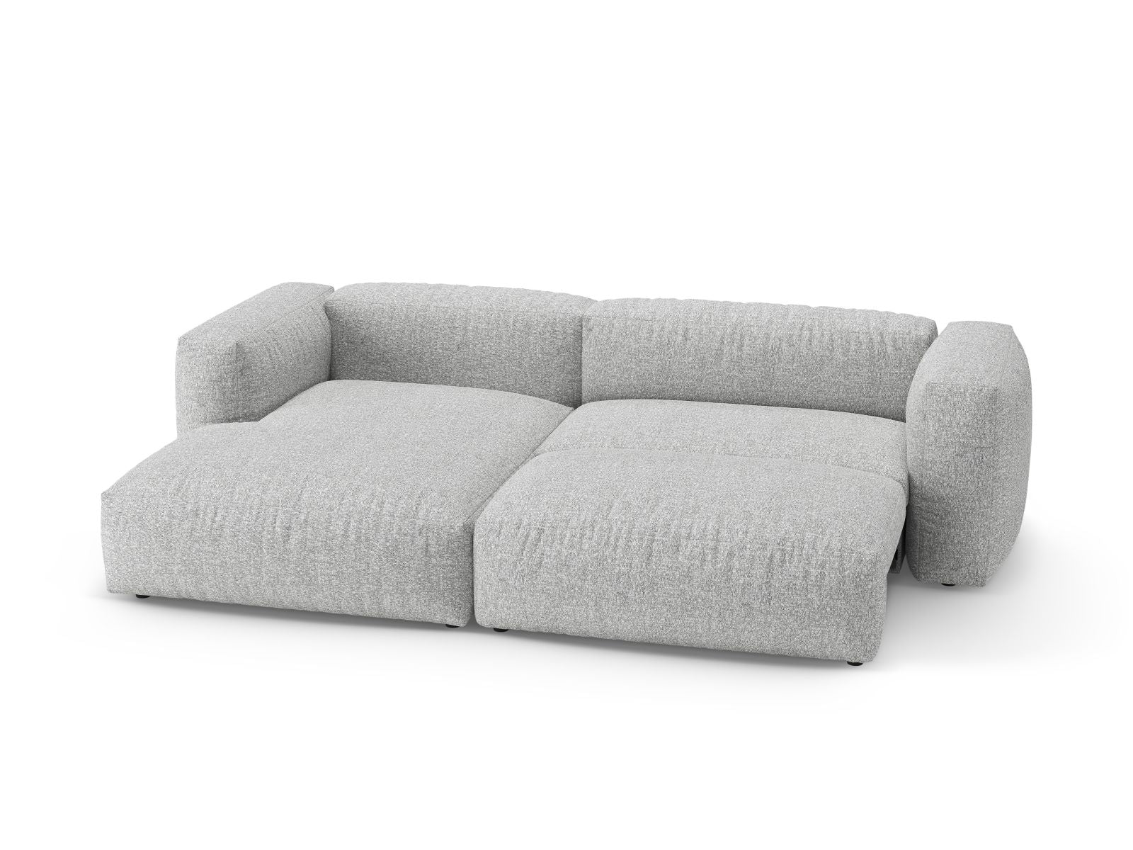 Stylisches 4-Sitzer Ecksofa Martina in elegantem Silver-Monet, ideal für Wohnräume, mit praktischer Schlaffunktion und cleverem Stauraum.