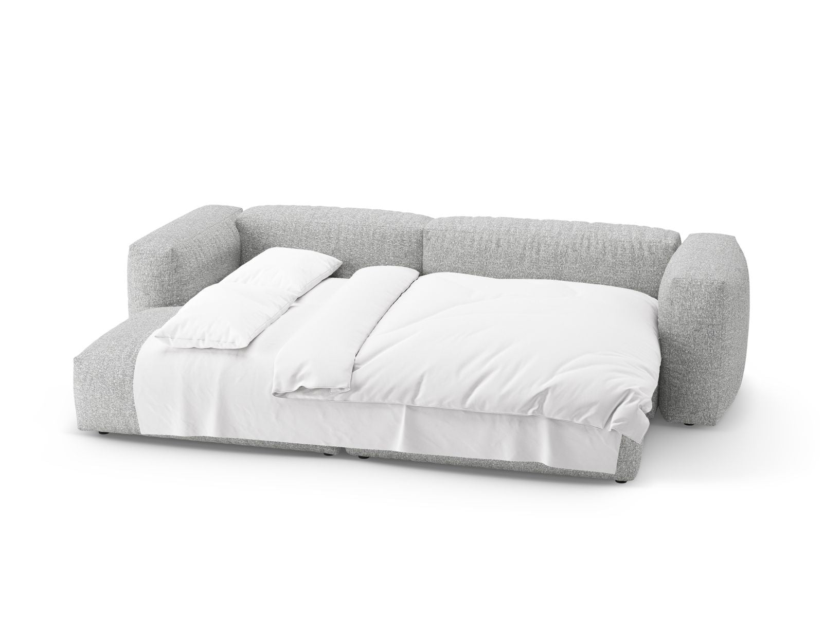 Modernes 4-Sitzer Ecksofa Martina in edlem Silver-Monet, perfekt für gemütliche Abende, bietet Schlaffunktion und zusätzlichen Stauraum.