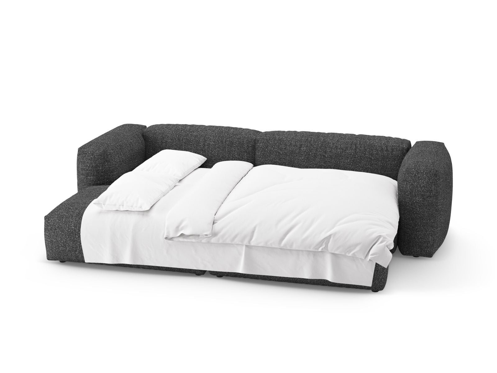 Elegantes 4-Sitzer Ecksofa Martina in Dunkelgrau, bietet komfortable Schlaffunktion und praktischen Stauraum für Ihr Zuhause.