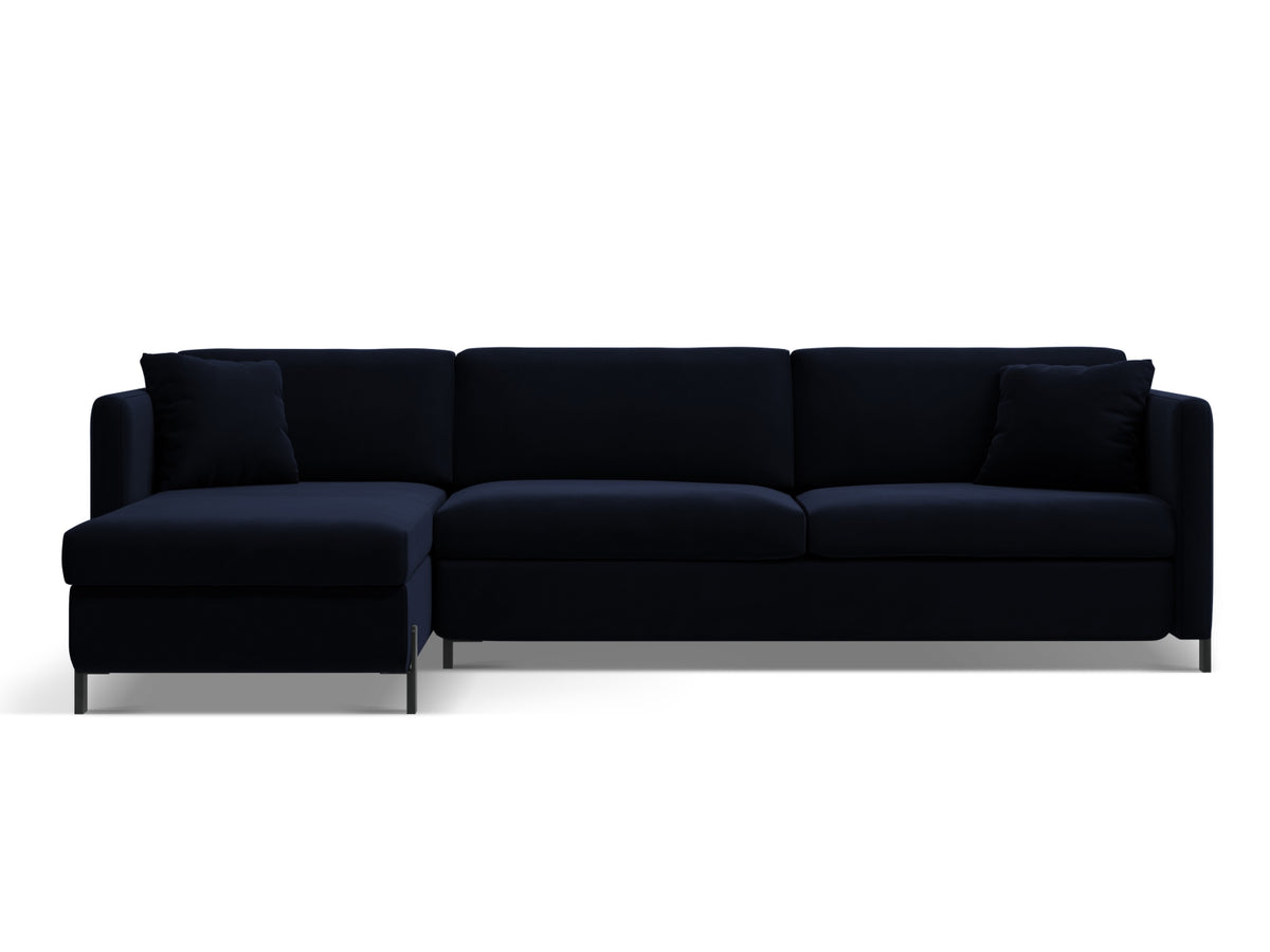 Gloria Velour links Ecksofa mit Schlaffunktion und Stauraum 5 Sitzer in Royal Blue-Salvador präsentiert im Onlineshop von KAQTU Design AG. Bettsofa links ist von Micadoni