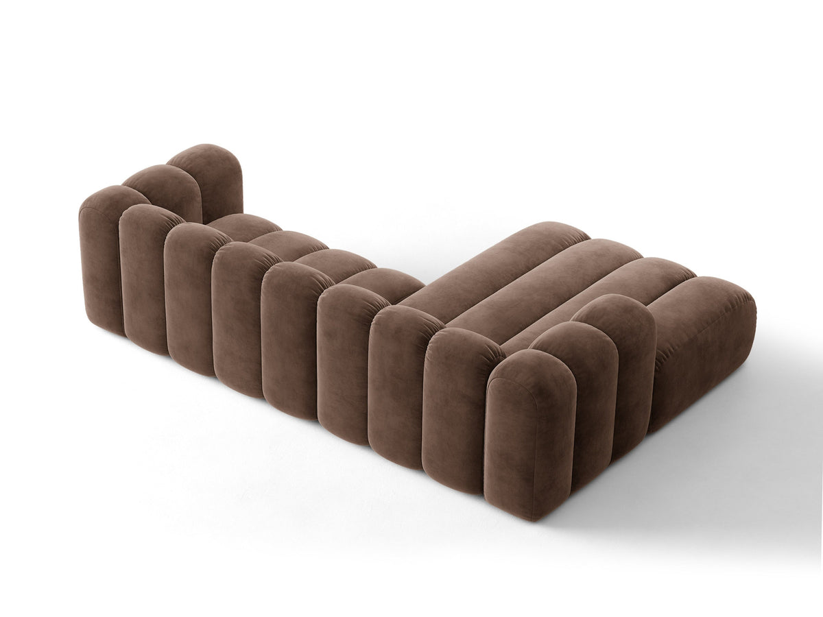 Lupine Ecksofa mit Bettfunktion und Stauraum links, Bezug aus Stoff Eden in Leichtes beige, schwarze Kunststoffbeine, Ecksofa-Form von Micadoni.