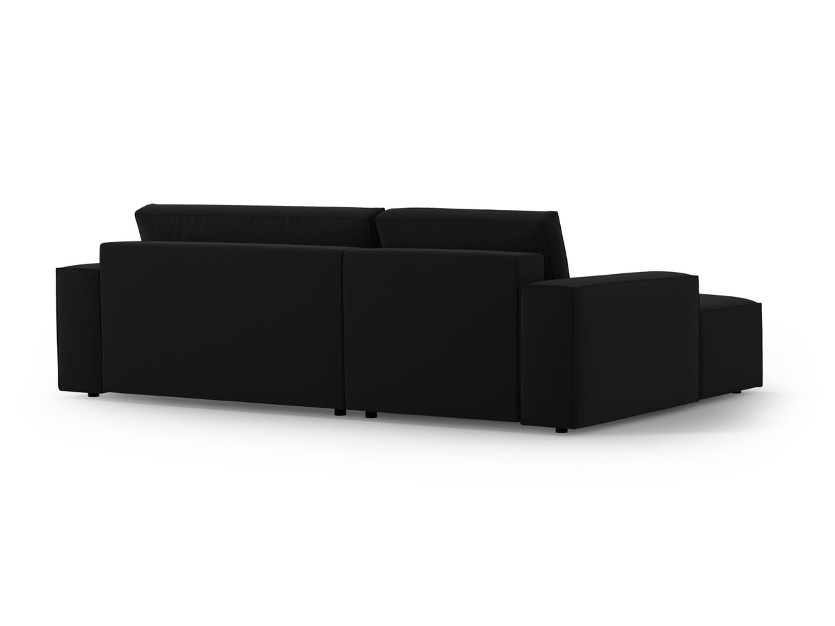 Jodie Velour Ecksofa links mit Schlaffunktion und Stauraumbox 3 Sitzer in Black-Bluvel präsentiert im Onlineshop von KAQTU Design AG. Bettsofa links ist von Micadoni